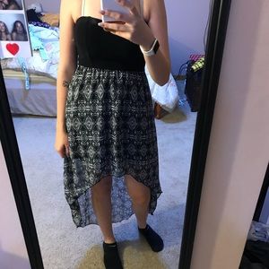 Strapless dress shirt in front longer in back